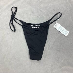 New Frankie’s Bikinis Ziggy String Swim Bottom Black M